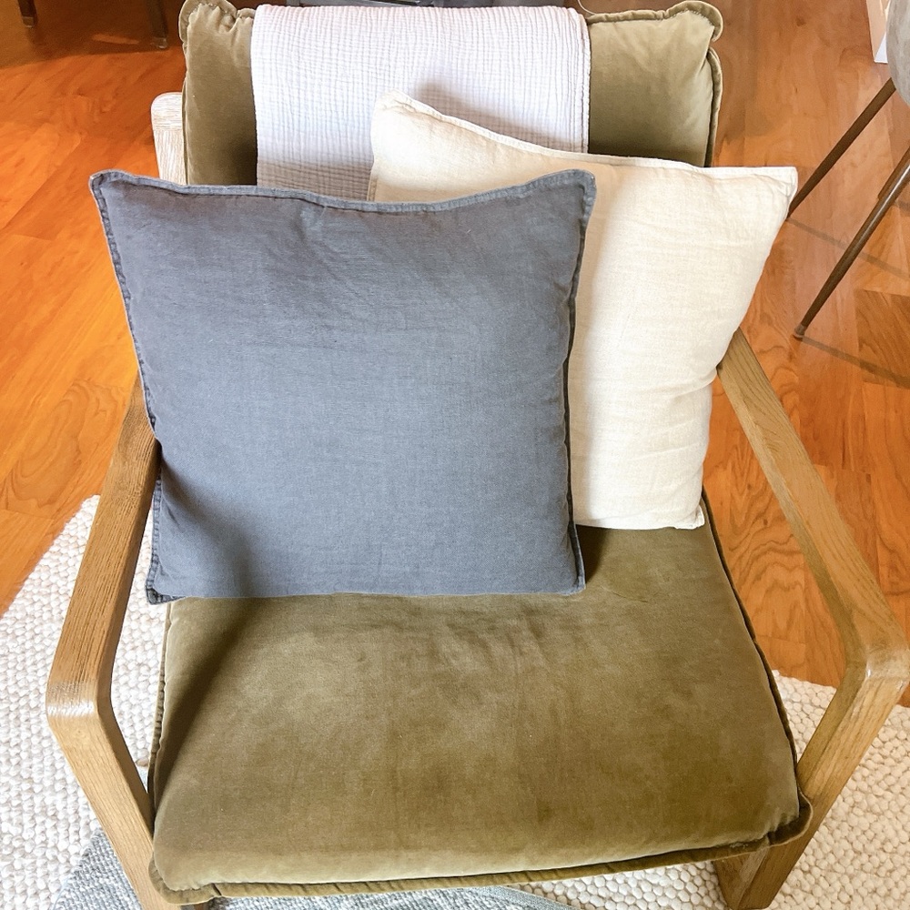 Dark Grey Linen Throw Pillow